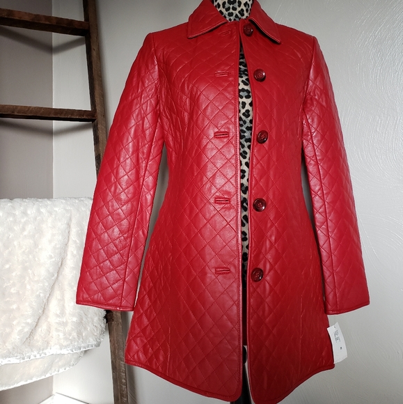 Neiman Marcus Jackets & Blazers - New Neiman Marcus Quilted Leather Trench Coat Sz S